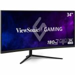 ViewSonic VX3418C-2K 34 Inch UltraWide QHD 1440p Curved Gaming Monitor with 180Hz  1ms  21:9  Advanced Ergonomics  FreeSync Premium  HDR10  HDMI  and DisplayPort Inputs - 34in Viewable