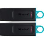 Kingston DTX/64GB-2P Data Traveler Exodia 64GB USB 3.2 Gen 1 Flash Drive Black/Teal 2 Pack