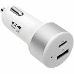 Eaton Tripp Lite Series Dual-Port USB Car Charger with PD Charging - USB Type C (27W) & USB Type A (5V 1A/5W)  UL 2089 - 32 W Output Power - 12 V DC Input Voltage - 3.6 V DC  6.5 V DC