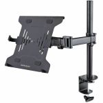StarTech.com Laptop Desk Mount  Monitor and Laptop Arm Mount  Displays up to 34in (17.6lb/8kg)  VESA Laptop Tray Arm  Clamp / Grommet - This dual-purpose black laptop mount for desk all
