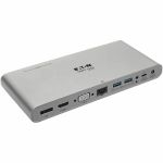 Eaton Tripp Lite Series USB-C Dock  Triple Display - 4K HDMI/DisplayPort  VGA  USB 3.x (5Gbps)  USB-A/C Hub Ports  GbE  100W PD Charging - Thunderbolt 3  Silver - for Notebook/Tablet PC