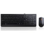 Lenovo 300 USB Combo Keyboard & Mouse - US English - USB Cable Keyboard - English (US) - Black - USB Cable Mouse - Optical - 1600 dpi - Scroll Wheel - Black - Symmetrical - Compatible w