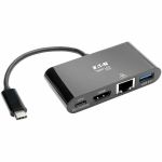 Eaton Tripp Lite Series USB-C Multiport Adapter - 4K HDMI  USB 3.x (5Gbps) Hub Port  GbE  60W PD Charging  HDCP  Black - for Notebook/Tablet PC/Desktop PC/Smartphone - 60 W - USB Type C