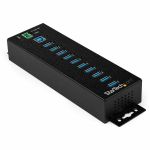 StarTech.com 10 Port USB Hub w/ Power Adapter - Metal Industrial USB 3.0 Data Hub - Din Rail  Wall & Desk Mount USB 3.2 Gen 1 5Gbps Hub - Industrial USB 3.0 hub w/ rugged metal housing.