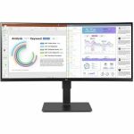 LG 34BQ77QE-B Ultrawide 34in UWQHD Curved Screen LED Monitor IPS Panel 3440x1440 300 Nit 5ms Webcam