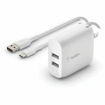 Belkin BoostCharge Dual USB-A Wall Charger 24W (USB-A to USB-C cable included) - Power Adapter - 24 W - 4.80 A Output