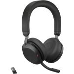 Jabra Evolve2 75 Wireless On-ear Stereo Headset - USB-A - Unified Communication - With Charging Stand - Black - Binaural - Ear-cup - 3000 cm - Bluetooth - 20 Hz to 20 kHz - MEMS Technol