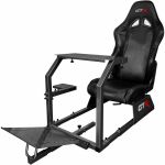 GTR GTA-S-S105LBK Simulator GTA Model Majestic Silver Frame with Adjustable Black Leatherette Racing Seat Racing Driving