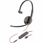 Poly Blackwire 3215 Monaural USB-C Headset + 3.5mm Plug + USB-C/A Adapter - Microsoft Teams Certification - Mono - USB Type C  Mini-phone (3.5mm) - Wired - 32 Ohm - On-ear - Monaural -