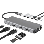 12-in-1 USB-C Multiport Adapter 2x HMDI 1x VGA4x USB3.0  Ethernet Port SD and Micro SD Card reader