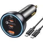 Baseus CCZX-160C USB C 160W Car Charger w/ 3.3ft USB C Cable Black