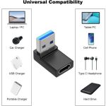 90 Degree Down Angle USB AM to C Female Adapter Black