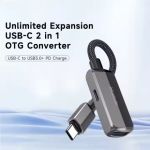 Mcdodo CA-2830 2-in-1 OTG USB-C to USB-C & USB-A Converter 5in Grey