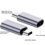 Type-C Female to USB Mini 5-Pin Male Adapter 5V 2A Silver
