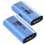 HDMI Female +TypeC ( DC 5V) Female to 8K HDMI Female Repeater Blue