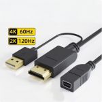 4K HDMI Male to Mini DP Female Adapter w/ USB Powered Black