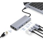 6-in-1 USB Type C Multiport Adapter 6inch GreyHDMI 4K@60Hz x1 USB-A 3.2 10Gb x2 Gigabit Ethernet x1