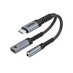 Unitek M205BGY01 USB-C Male to 3.5mm Audio + PD 60W Female Charging Adapter Space Grey