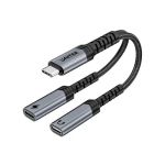 Unitek M206BGY01 USB-C Male to USB-C Audio + PD 60W Female Charging Adapter Space Grey