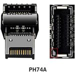 USB 3.1 Front Panel Header Male to Female Type-E 90 degrees Motherboard Extension Data Adapter (A/Up Angled)