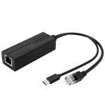 Active PoE 48V to USB-C 5V2.4A Splitter Adapter  Black