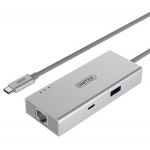 Unitek Y-9117 USB 3.0 USB-C Aluminium Multi-PortHub (1-Port USB-A + 1-Port USB-C + HDMI + Gigabit Ethernet Converter)