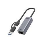 Unitek Y-3465AGY01 USB-C  to Gigabit Ethernet Adapter with USB-A Adapter Space Grey