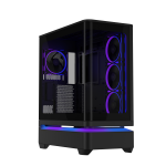 ASUS Prime AP304 Black ARGB ATX PC Gaming Case Tempered Curved Glass; Four Built-in ARGB Fans; Supports Graphics Cards up to 420mm Long; 360mm-long Radiators Black