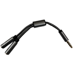 3.5mm Aux Male to 2*3.5mm Female Adatper 6inch Black