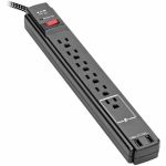 Eaton Tripp Lite Series Safe-IT 6-Outlet Surge Protector  2 USB Charging Ports  10 ft. Cord  5-15P Plug  990 Joules  Antimicrobial Protection  Black - 6 x NEMA 5-15R  2 x USB - 1875 VA