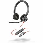 Poly Blackwire 3320 Stereo Microsoft Teams Certified USB-C Headset + USB-C/A Adapter - Microsoft Teams Certification - Stereo - USB Type C  Mini-phone (3.5mm) - Wired - 32 Ohm - 20 Hz t