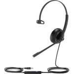 Yealink USB Wired Headset - Mono - USB - Wired - 32 Ohm - 20 Hz to 20 kHz - Over-the-head - Monaural - Uni-directional  Electret Microphone - Noise Canceling - Black