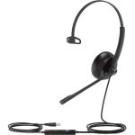 Yealink USB Wired Headset - Mono - USB - Wired - 32 Ohm - 20 Hz to 20 kHz - Over-the-head - Monaural - Uni-directional  Electret Microphone - Noise Canceling - Black