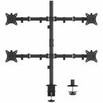 SIIG Articulating Quad Monitor Desk Mount - 13in to 32in - VESA 75x75mm and 100x100mm Patterns - 19.8lb Load Capacity for each monitors - Independently +- 45 degree Tilt / 180 degree Sw