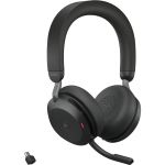 Jabra Evolve2 75 Wireless On-ear Stereo Headset - USB-C - For MS Teams - Black - Binaural - Ear-cup - 3000 cm - Bluetooth - 20 Hz to 20 kHz - MEMS Technology Microphone - Noise Cancelli