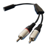 3.5mm Female to 2 RCA Male Plug Audio Cable 18cm (0.6ft) Black