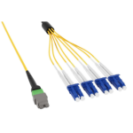 3M(10') Yellow MTP/APC OS2 to LCU*4 Duplex Single- Mode G657A1 8-Fibers (OFNP) Type-B Breakout Cable