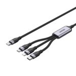 Unitek C14101AGY01-1.5M 3 in 1 USB-C to Lightning +USB-C+Micro USB Multi Charging Cable 1.5M(5ft) Space Grey