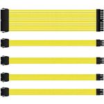 Nylon Braided Yellow PSU Extension Cable Kit 30cm/1' 18AWG - 1 x 24pin + 2 x 8pin (CPU 4+4) + 2 x 8pin (PCIe 6+2)