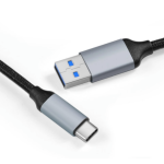 USB A 3.2 to Type C Braid Cable supports up to 10Gbps 20V3A 60W 8inch Space Grey