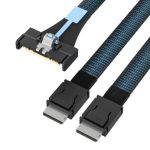 PCIe 5.0 MCIO x8 to Dual Oculink SFF-8611 4i Cable 2.6ft Black