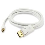 Mini DisplayPort to DisplayPort 1.2  M/M 10'Cable White (Supports 4K)
