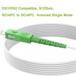 15(49ft) White SC/APC to SC/APC Fiber Optic Internet Cable Armored Single Mode Patch Cable Fiber Optic Jumper Optical