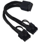 16 Pin Female to Dual 8 Pin(6+2) Male PCIe Conversion GPU Power Cable for Power Supply with 12+4pin 12VHPWR Port 6in