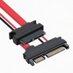 Slimline SATA 13Pin(7+6) Female to SATA 22Pin(7+15) Male Cable 1ft Red
