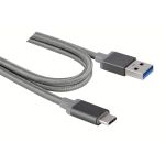 USB3.0 A/M to USB-C/M Cable with Nylon Mesh 8in Grey