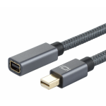 Mini DP Male to Female Braided Cable3ftGrey