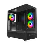 Montech XR-B ATX Mid-Tower PC Gaming Case 3 x 120mm ARGB PWM Fans Pre-Installed Full-View Dual Tempered Glass Panel Wood-Grain