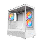 Montech XR-W ATX Mid-Tower PC Gaming Case 3 x 120mm ARGB PWM Fans Pre-Installed Full-View Dual Tempered Glass Panel Wood-Grain