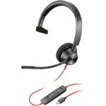 HP Poly 8X216AA Blackwire 3310 Monaural Microsoft Teams Certified USB-C Headset +USB-C/A Adapter